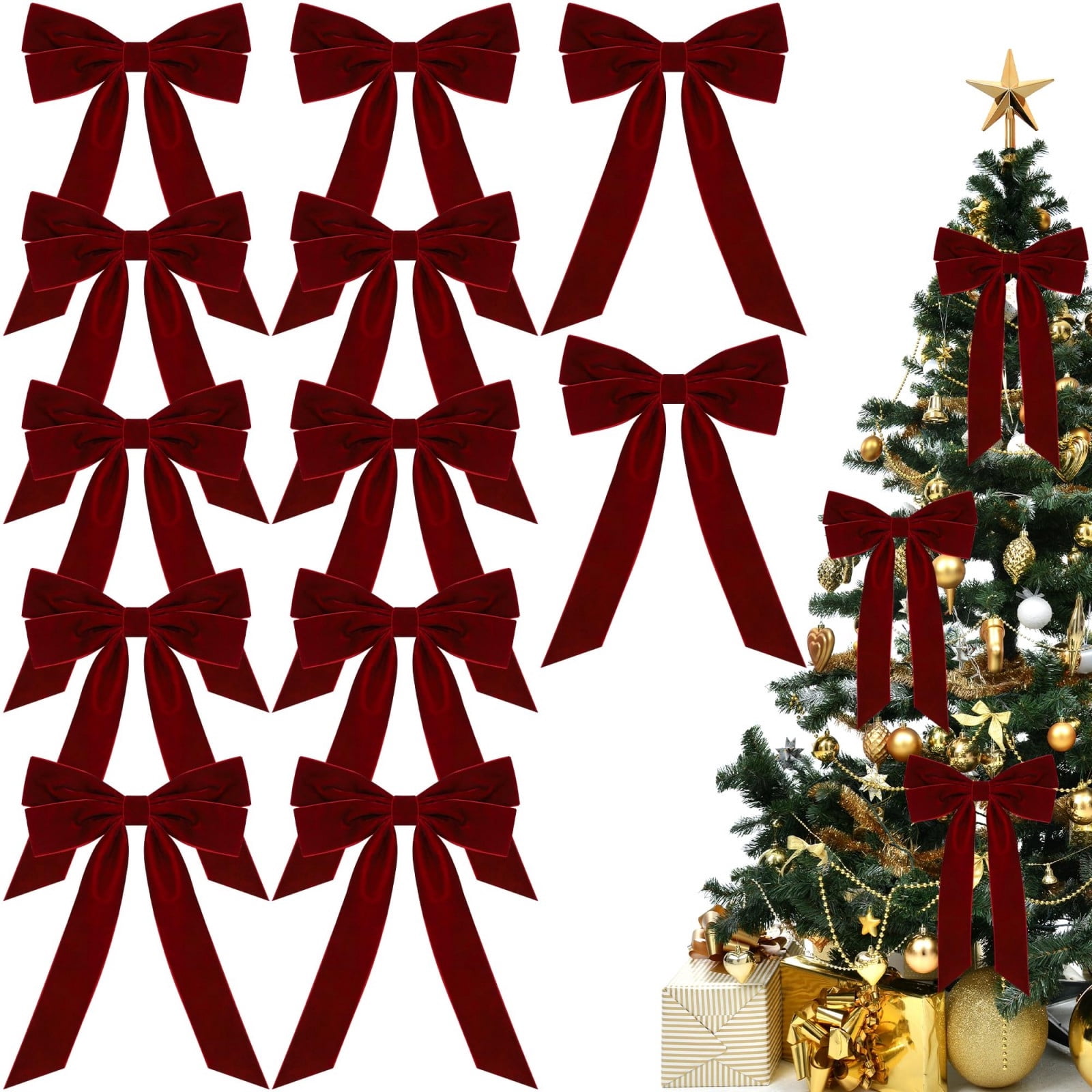 48 Pcs Christmas Velvet Bows - 3.15 Inch Pre-Tied Gift Bows With Twist Ties For Tree, Wreath, Gift Wrapping & Wedding