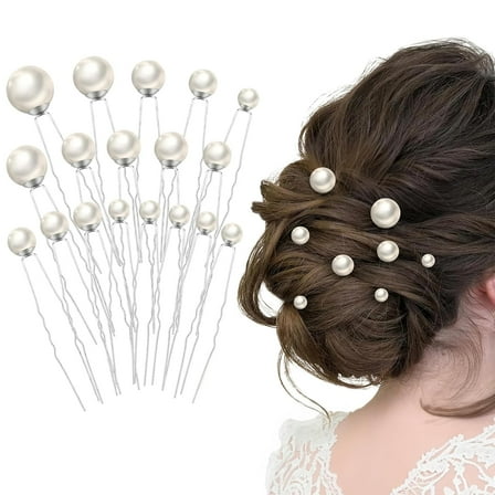 18PCS Wedding Pearl Hair Pins Bridal Pearl Rhinestone Wedding Hair Accessories, Pearl Bobby Hair Pins Clips for Brides Bridesmaid Gril Women