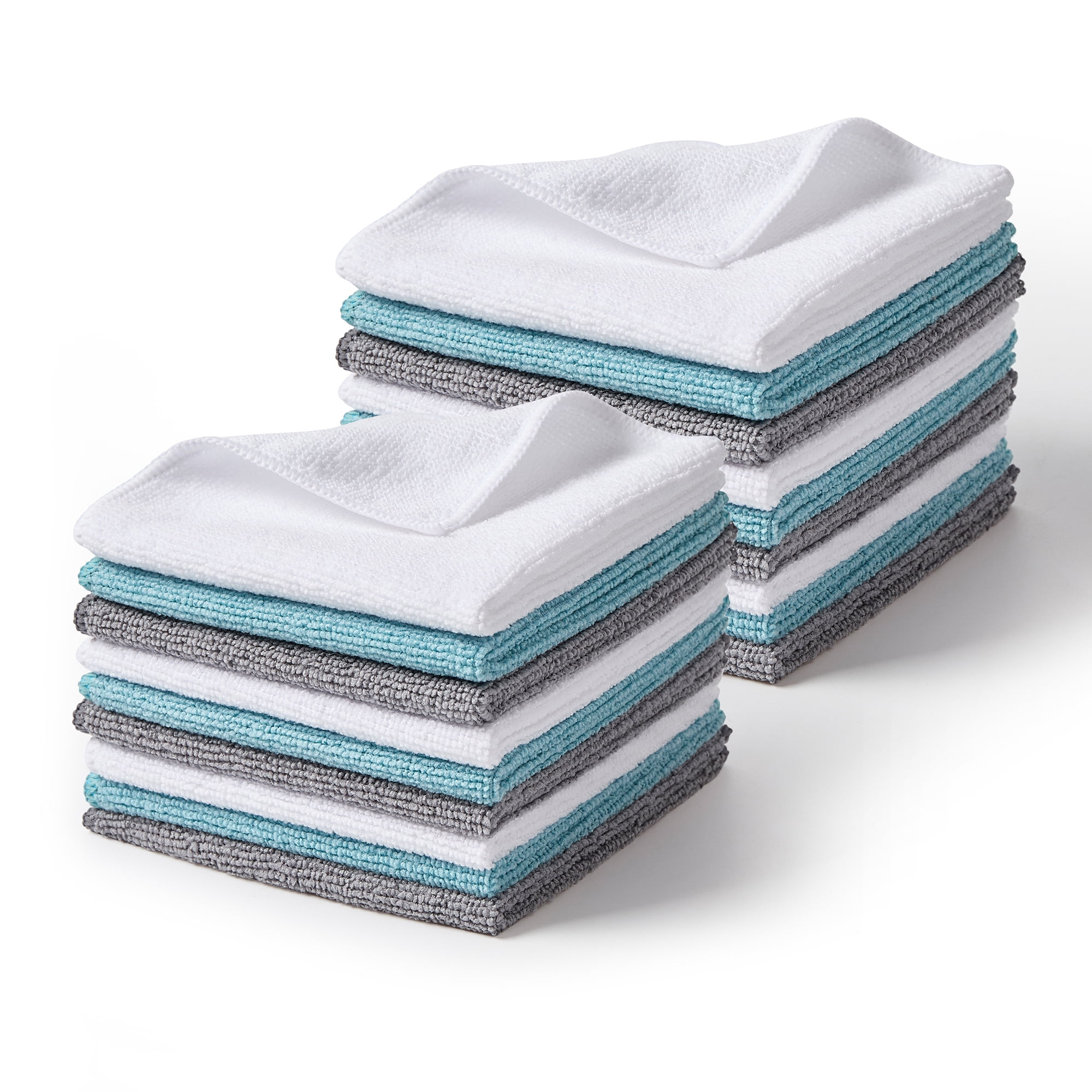 Mainstays Microfiber Dishcloths, Absorbent Cleaning Cloths, 11" x 11" White, 18 pack