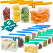 ideaTech Reusable Food Storage Bags, 18 Count- Leakproof Ziplock Stand Up Freezer Bags Sandwich Bags