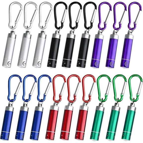 18Pack Mini Torch Key Fob Children, Coloured Aluminium Key Fob Torch, Suitable for Children'S Birthday Gift