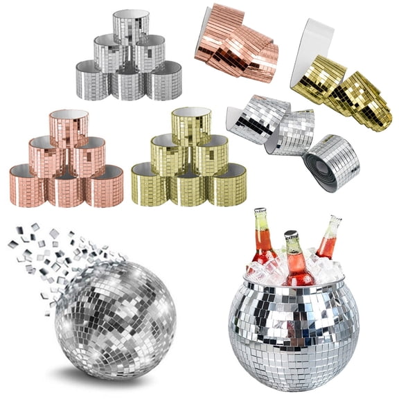 18Pack Self-Adhesive Glass Mirror Mosaic Tiles 28800 Pieces Small Square Three-Dimensional Wall Stickers Mirror Tiles Sticker for DIY Craft Decoration, Disco Ball Sliver