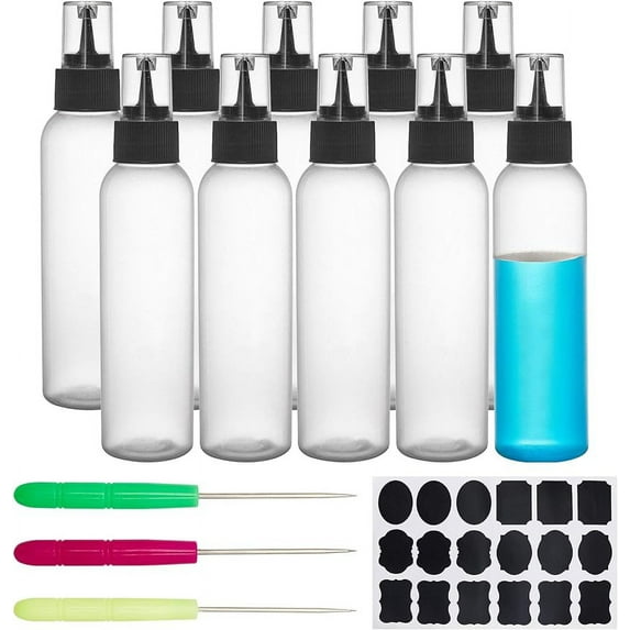 18Packs 2oz Squeeze Writer Bottles Applicator Bottles with Iron Needles and Sticker Labels for Cookie Cake Decorating