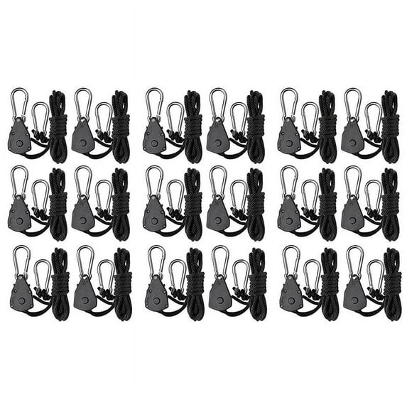 18Pcs 1/8 Inch Heavy-Duty Adjustable Growth Light Ratchet Rope Hanger, Used for Gardening of Growing Lamps