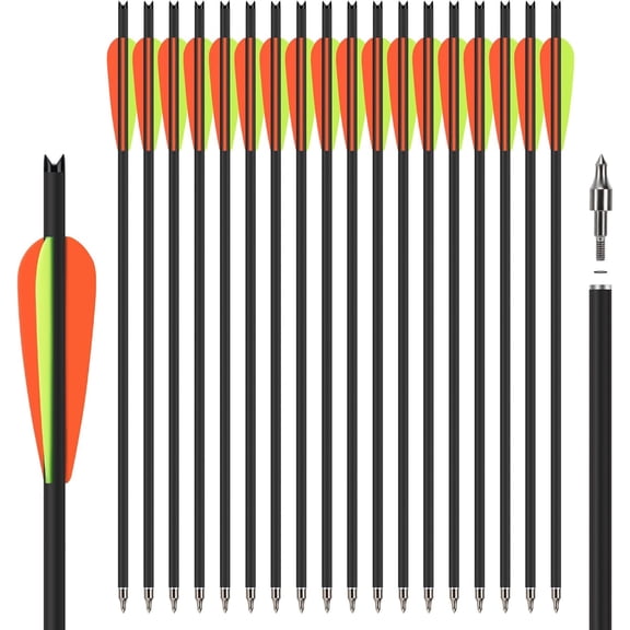 18Pcs 22 Inch Crossbow Bolt,Hunting Carbon Arrows for Outdoor Target Practice