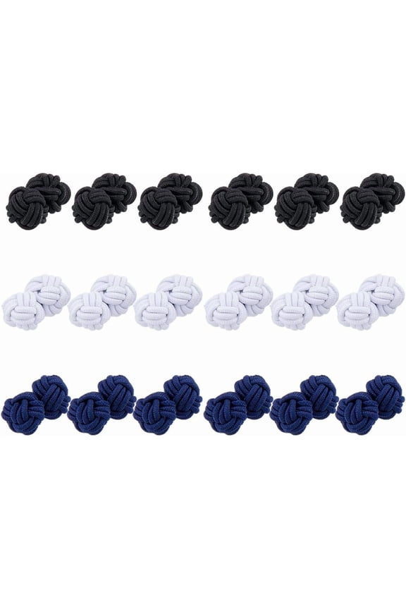 18Pcs 3 Colors Silk Knot Fabric Cufflinks 10mm Chinese Closure Knots Sewing Buttons Fabric Ball Buttons for Cheongsam Tang Suit Costumes Outfit Sewing for DIY