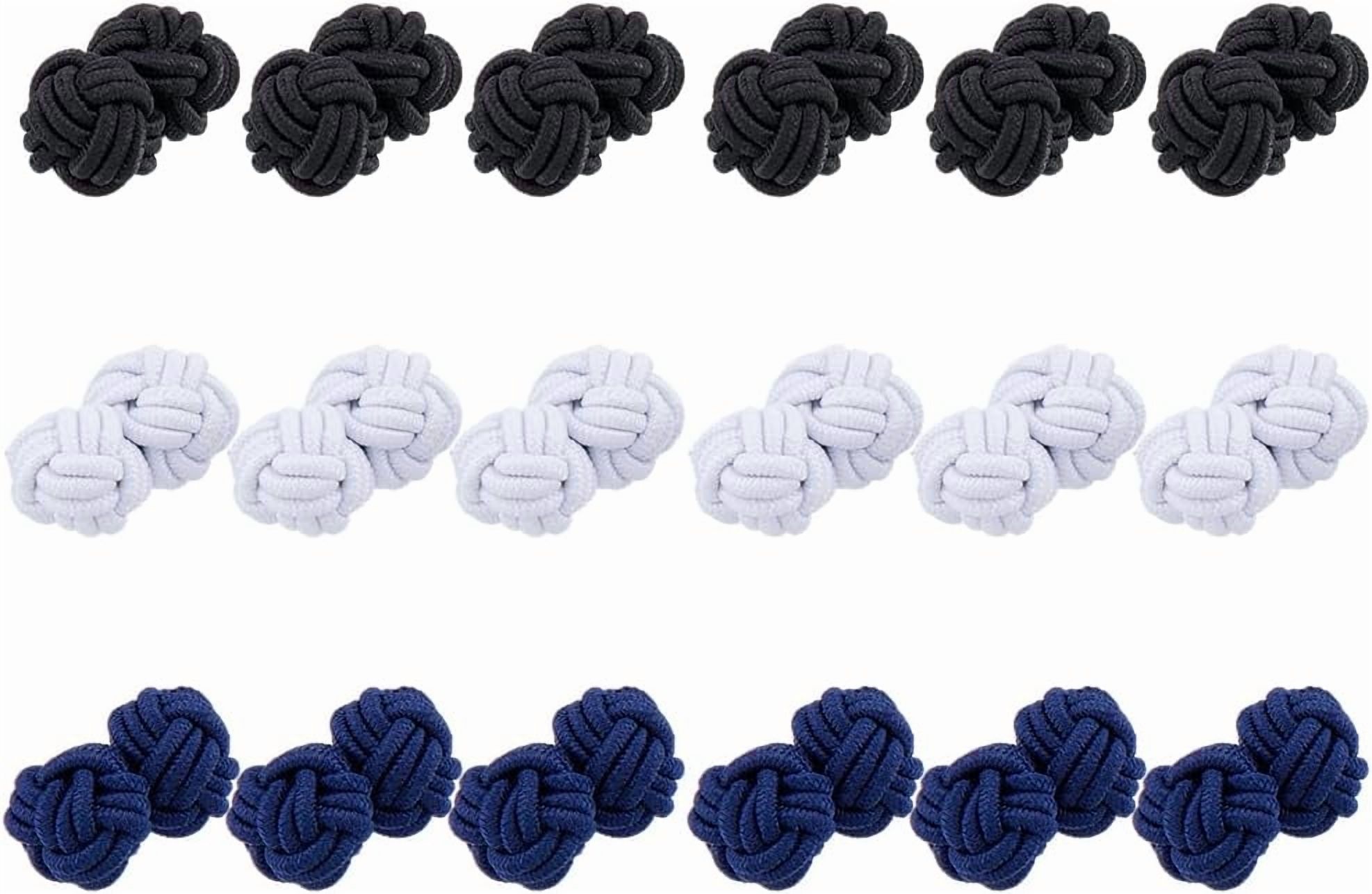 18Pcs 3 Colors Silk Knot Fabric Cufflinks 10mm Chinese Closure Knots