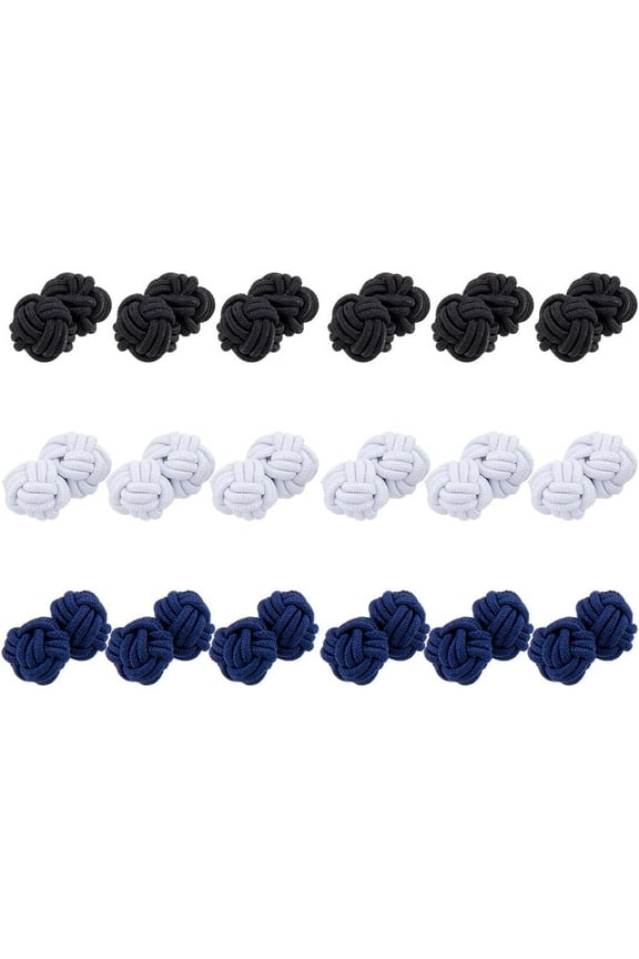 18Pcs 3 Colors Silk Knot Fabric Cufflinks 10mm Chinese Closure Knots Sewing Buttons Fabric Ball Buttons
