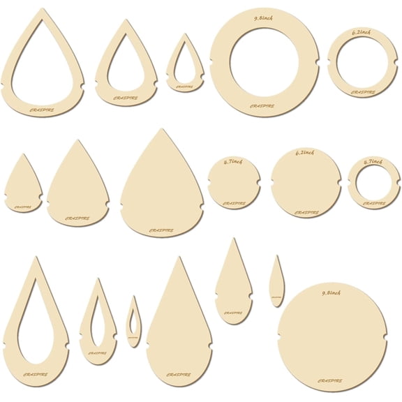 18Pcs 3 Styles Macrame Cutting s Leaf Teardrop Round Template Boho Wood