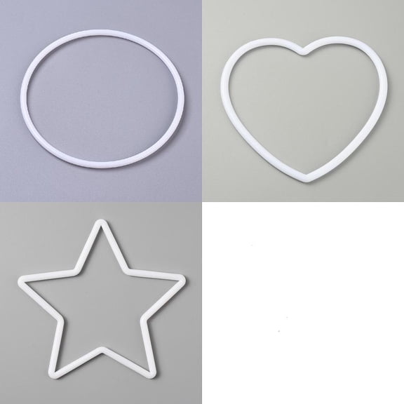18Pcs 3 Styles with PP Plastic Linking Rings Craft Loop Set Ring Star Heart Mixed Shapes 143~139x5.5~104mm 6pcs/style