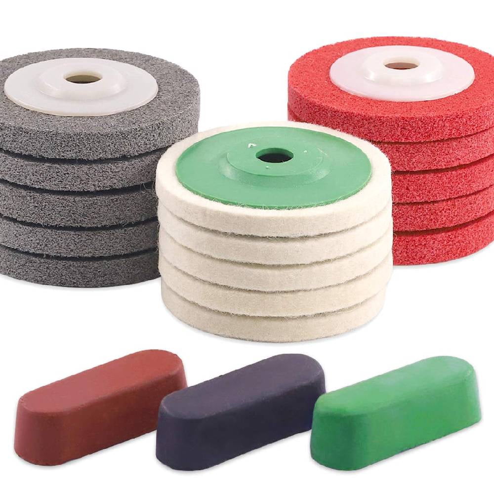 18Pcs 4 Inch Wool Felt Polishing Wheel Disc Kit Includes Wool Felt Disc ...