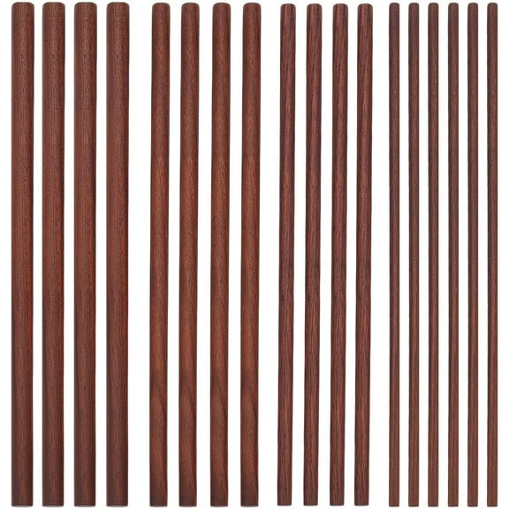 18Pcs 4 Size Walnut Dowel Rods 11.8 Inch Long Dowel Rods Wood Sticks 6/7.6/10/11.7mm Dia Unfinished Round Sticks Wooden Carving Blocks for Building Model Macrame DIY Craft - Coconut Brown