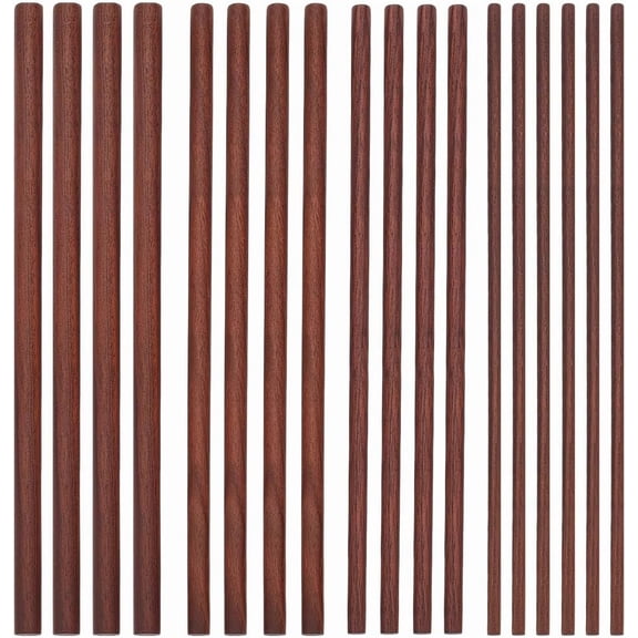 18Pcs 4 Size Walnut Dowel Rods 11.8 Inch Long Dowel Rods Wood Sticks 6/7.6/10/11.7mm Dia Unfinished Round Sticks Wooden Carving Blocks Coconut Brown Coconut Brown