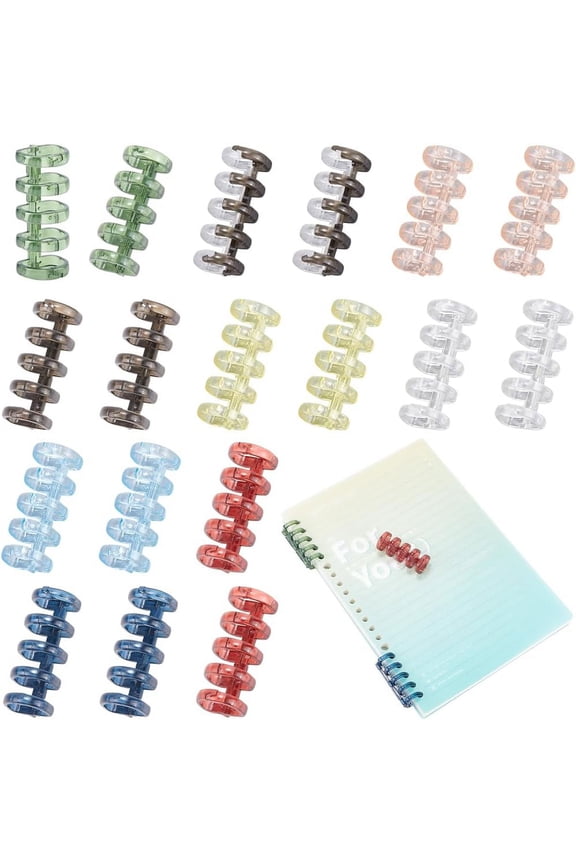 18Pcs 5 Ring Loose Leaf Binders Rings 9 Colors Plastic Book Binder Rings Flexible Translucent Binding Spines Combs Snap Split Hinged Versatile for DIY