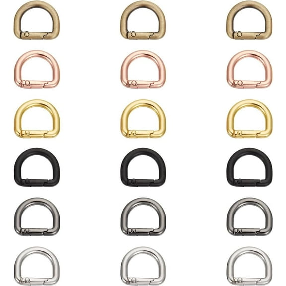 18Pcs 6 Colors Alloy Spring Gate Rings D Ring Metal Clip Spring Clasp Snap Clips Bag Purse Hardware Keychain Clip Hooks Spring Keyring Buckle Replacement DIY Jewelry Accessories colorful