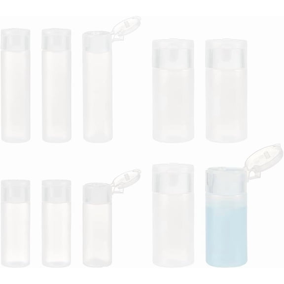 18Pcs 6 Styles PE Plastic Empty Refillable Flip Cap Bottles with PP Plastic Lids Squeeze Bottles for Travel Liquid Cosmetic Storage Clear for DIY