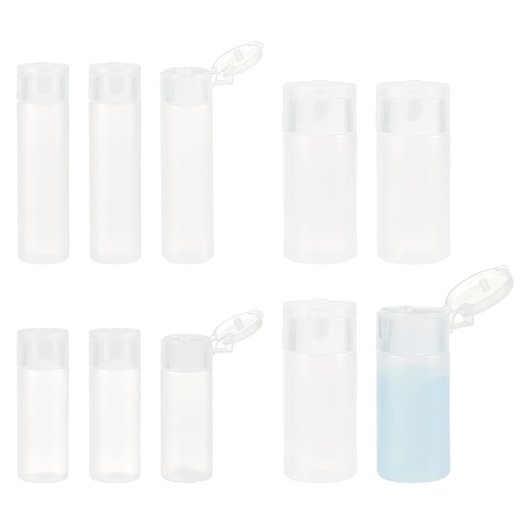 18Pcs 6 Styles PE Plastic Empty Refillable Flip Cap Bottles with PP Plastic Lids Squeeze Bottles for Travel Liquid Cosmetic Storage Clear