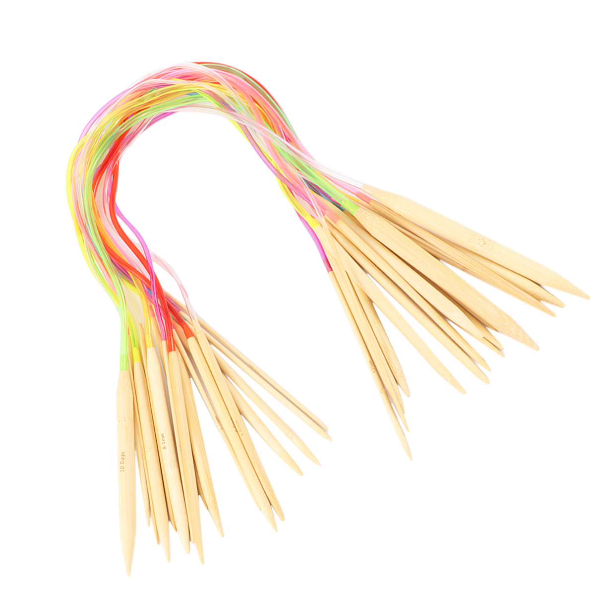 18Pcs 60cm Circular Knitting Needles Set Professional Colorful Tube