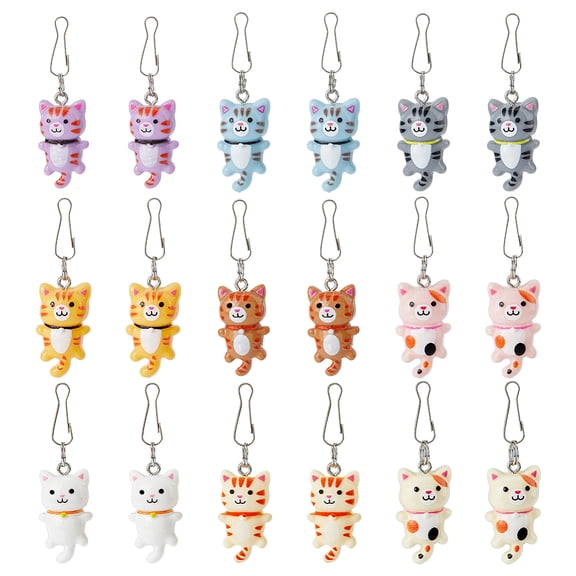 18Pcs 9 Colors Cat Resin Zipper Pulls with Iron Clasp Zipper Replacemnt Accessories for Suitcase Bag Costume Mixed Color 50mm 2pcs/color