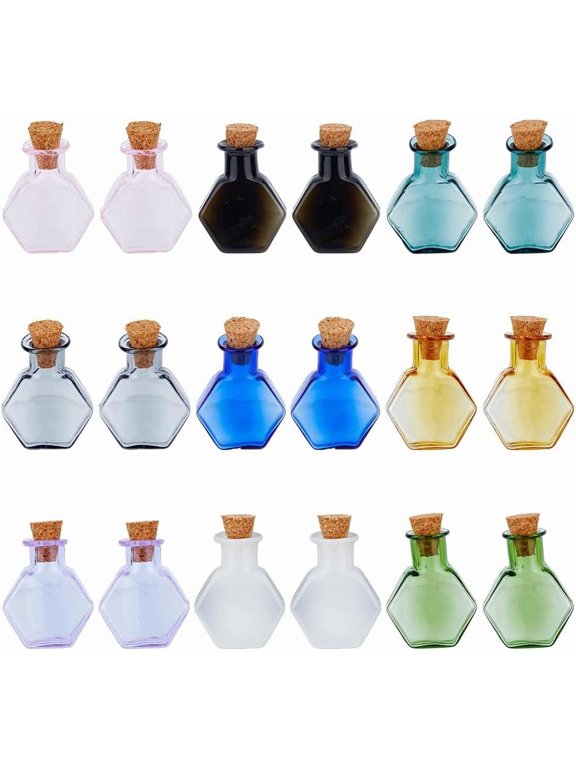 18Pcs 9 Colors Mini Glass Bottles Bottles with Cork Transparent Glass Empty Wishing Bottles Bottles Ornament Cute Jars Vials Pendants for House Decoration Crafts diy