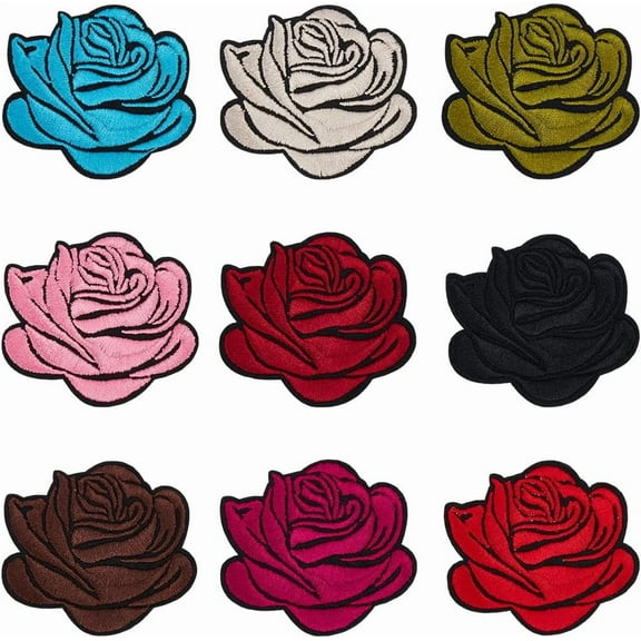 18Pcs 9 Styles Flowers Embroidered Iron on Patches Rose Applique Decorative Sew on Floral Pattern Patches Bulk for Sewing Making Clothing Repair Hats Backpacks Jeans DIY Craft Decor Supply Colorful