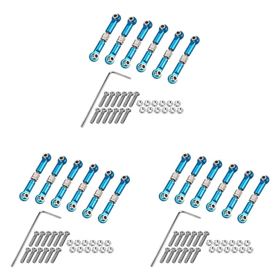 18Pcs Adjustable Metal Linkage Pull Rod Front /Rear Servo Link for A949 A959 A969 A979 K929 RC Car ,Blue