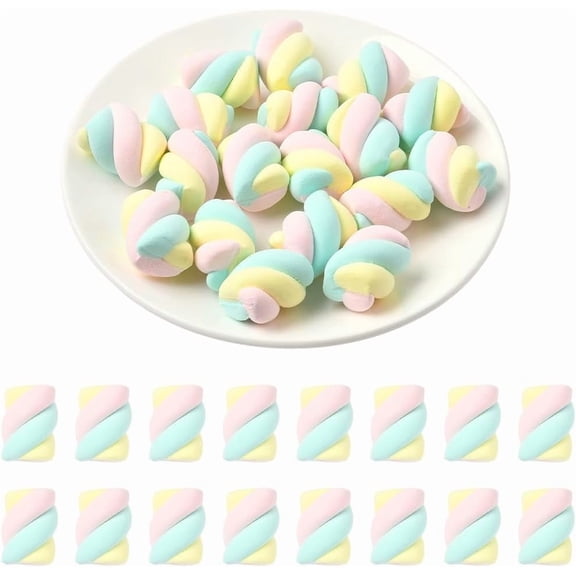 18Pcs Artificial Marshmallows Dessert Decor Colorful Resin Marshmallow 3D Cute Food Mini Candy Figurines Mode