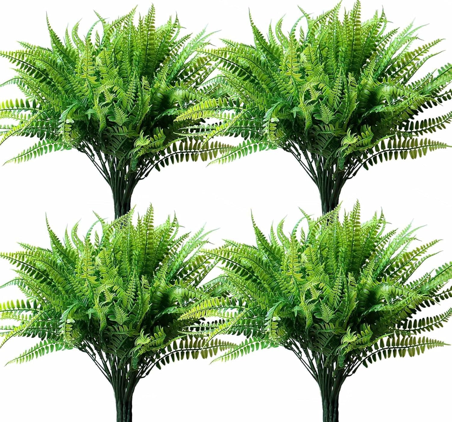 18Pcs Artificial Plants Outdoors UV Resistant Fake Boston Fern Bushes Plastic Faux Plants Shrubs Greenery Plants for Indoor Outside Porch Planter Patio Window Box Garden Decor