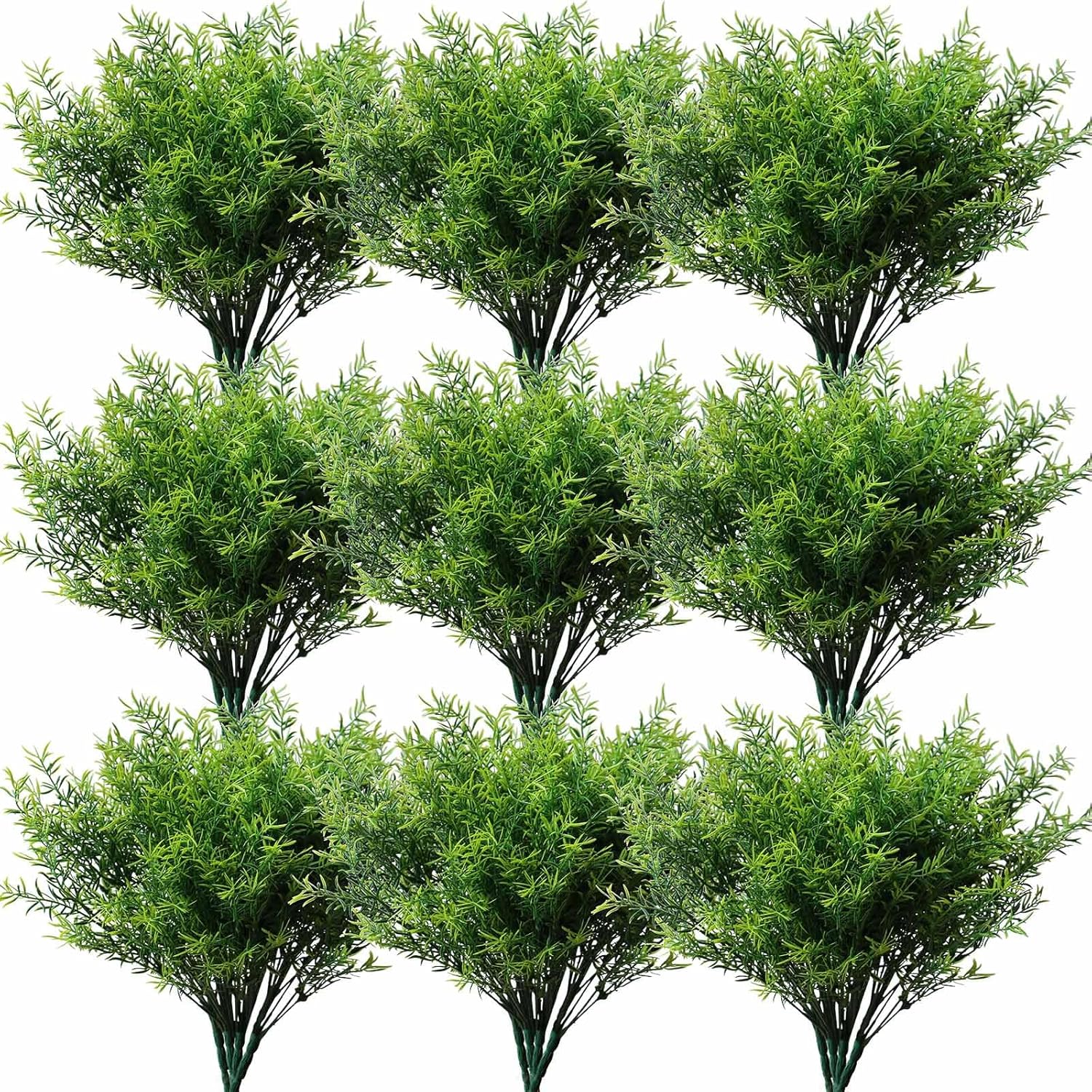 18Pcs Artificial Plants UV Resistant Outdoor - Plastic Rosemary Plants, Fake Bushes & Greenery Shrubs Bulk for Garden Wedding, Front Porch, Window Box Planter, Hanging Basket Decor