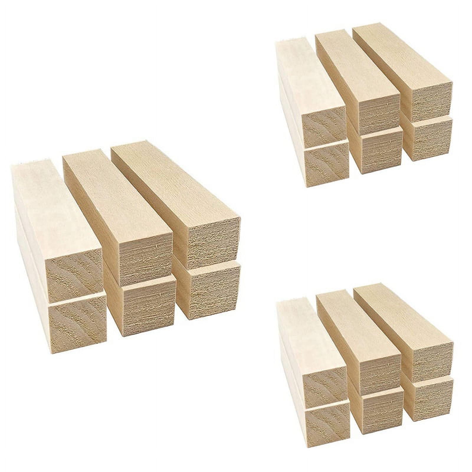 12 Pack Unfinished Basswood Carving Blocks - 4x1x1 Inch, Rectangular Wood For Whittling & DIY Crafts