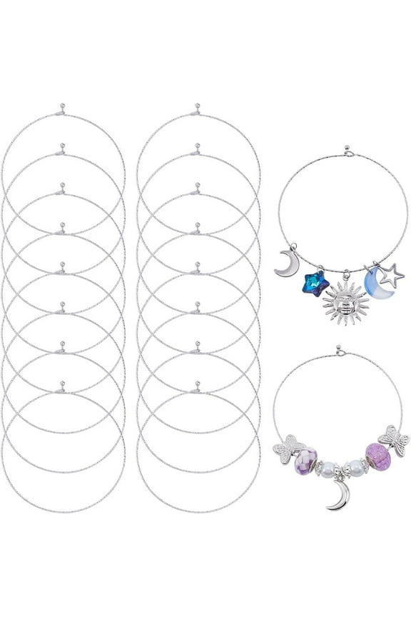 18Pcs Blank Bangle Bracelets Wire Blank Bracelets Bulk 304 Stainless Steel Textured Simple Thin Open Wire Charm Bangles Wire Bangle Bracelet for DIY Crafts Women Bracelets Making Supplies