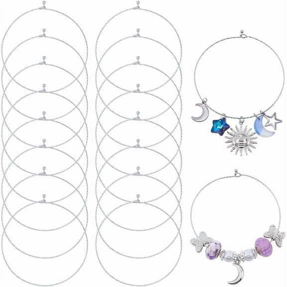 18Pcs Blank Bangle Bracelets Wire Blank Bracelets Bulk 304 Stainless Steel Textured Simple Thin Open Wire Charm Bangles Wire Bangle Bracelet for DIY Crafts Women Bracelets Making Supplies