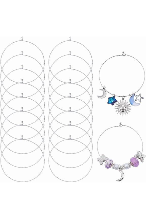18Pcs Blank Bangle Bracelets Wire Blank Bracelets Bulk 304 Stainless Steel Textured Simple Thin Open Wire Charm Bangles Wire Bangle Bracelet for DIY DIY Crafts Women Bracelets Making Supplies