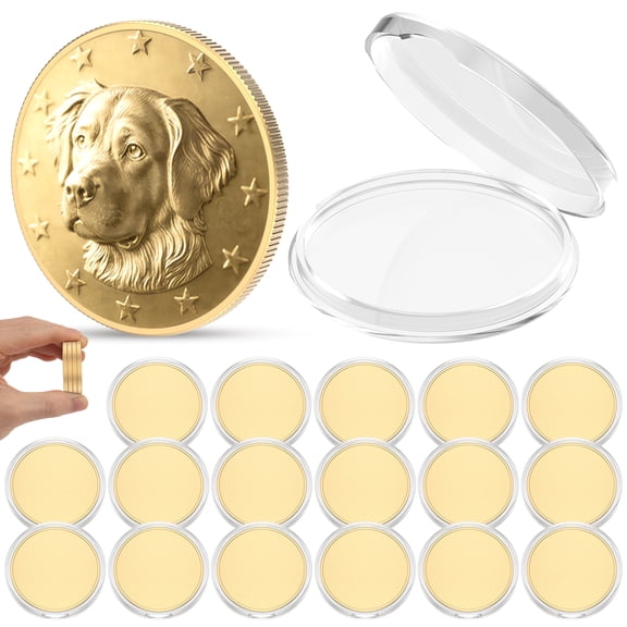 18Pcs Brass Coin Blank 40mm Blank Coin for Engraving Customizable with Unique Pattern Logo Text Blank Challenge Coin for Pet ID Tag Keychain Accessories DIY Craft