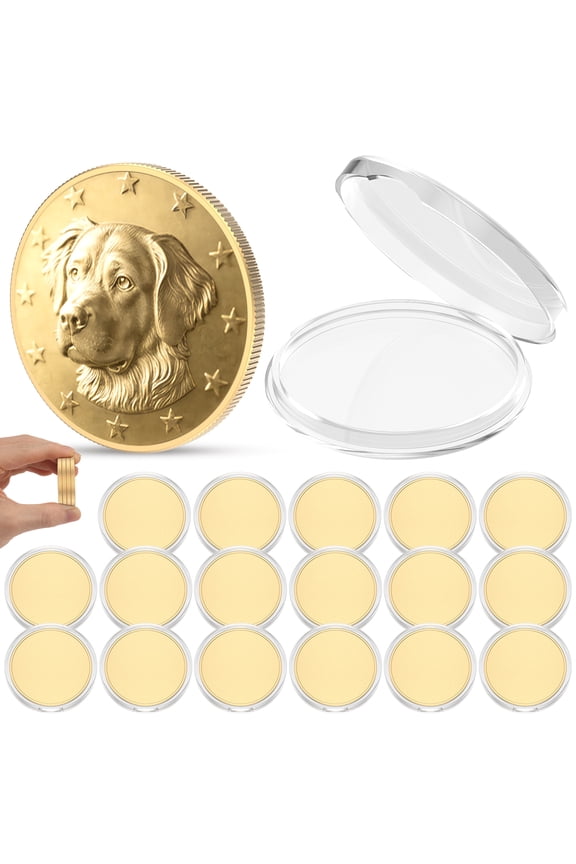 18Pcs Brass Coin Blank 40mm Blank Coin for Engraving Customizable with Unique Pattern Logo Text Blank Challenge Coin for Pet ID Tag Keychain Accessories DIY Craft