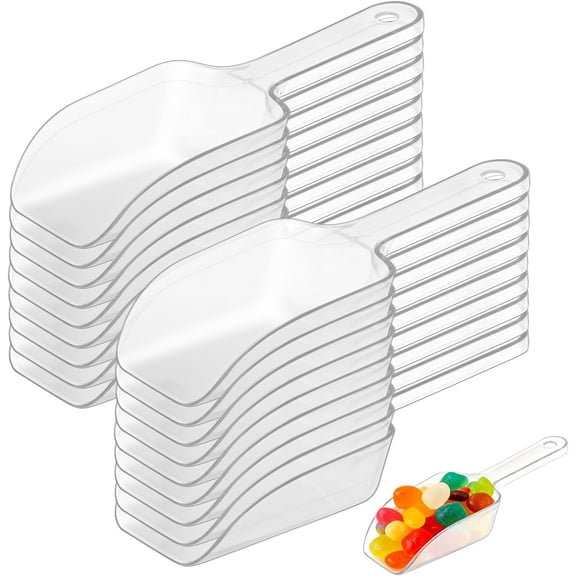 18Pcs Candy Scoops for Buffet, 6.1 Mini Plastic Ice Scoop for Dry Goods, Protein Powder, Coffee, Tea, Kitchen (Clear)