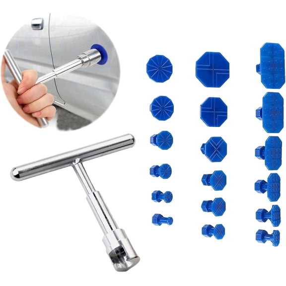 18Pcs Car Dent Puller Kit, Dent Remover Tool for Car, Car Body Dent Repair Tool Set, Paintless Dent Repair Tool, Vehicle Body Damage Repair with T-Shape Puller, Universal Accessories