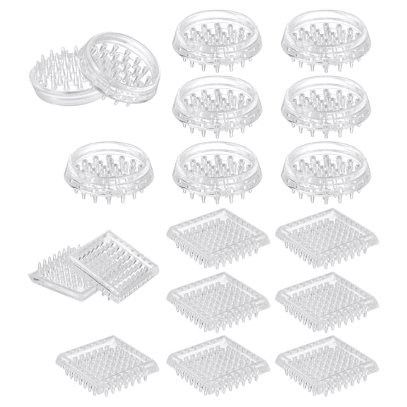 18Pcs Carpet Protectors Spiked Caster Cups 1.89" Round and Square Spiked Furniture Cup