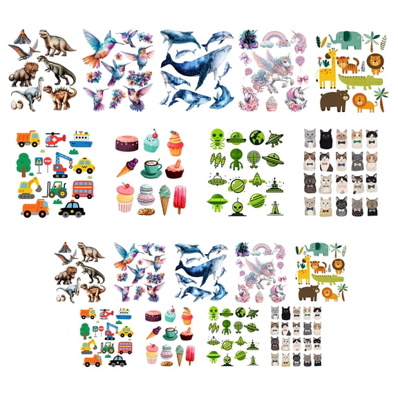 18Pcs Cartoon Animal Iron on Transfer 9 Style Carton DTF Ready to Press Vinyl Iron on Patch Decal Applique Costume Accessories