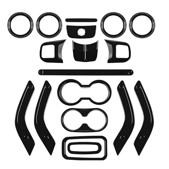 18Pcs Central Control Panel Trim Kit For Jeep For Wrangler JK 11-17 Car Interior Carbon Pattern Dashboard Decor Set