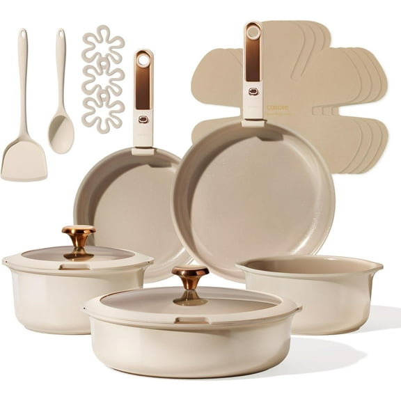 Ceramic Cookware Set with Detachable Handle, Pots and Pans Set Non Stick, Non Cookware Set Removable Handles, Induction Kitchen Cookware Sets, Dishwasher/Oven