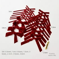 18Pcs Christmas Decorations Velvet Handmade Diy Mini Bow Ribbon Small Pendant