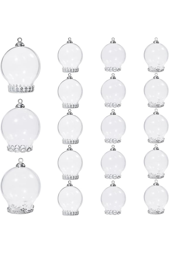 18Pcs Clear Glass globe DIY Pendant Kits with Brass Tray Settings Bead Cap Bails bottom bracket Bronze Glass Dome for Bracelet Necklace Jewelry Making DIY