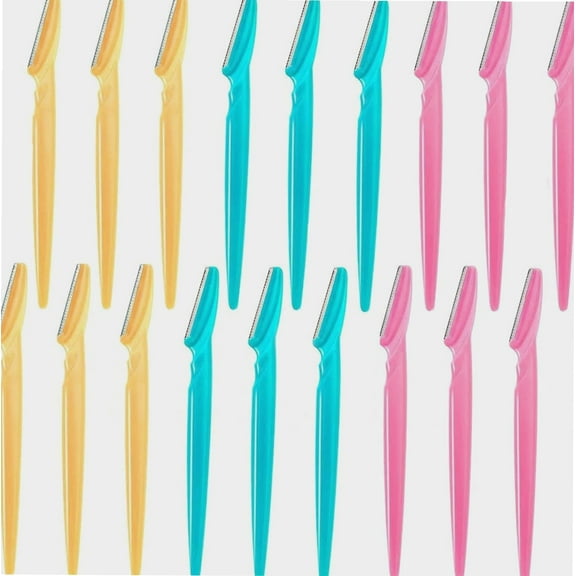 18Pcs Eyebrow Razor Multipurpose Exfoliating Dermaplaning Tool Trimming and Shaving Grooming Eyebrow Face Razor and Eyebrow Shaper for Women 3 Colors