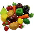 thumbnail image 1 of 18Pcs Fake Fruits Vegetables Realistic Artificial Frutis Foam Decoration Faux fruit Lifelike Simulation Vegetable for Home Kitchen Festival Ornament Bell Peppers Strawberry Carrots Plastic Lemon, 1 of 5