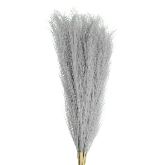 Uxcell 18Pcs Faux Pampas Grass, 21" Fake Pampas Grass Decor Artificial Pampas Grass for Wedding Decoration, Light Gray
