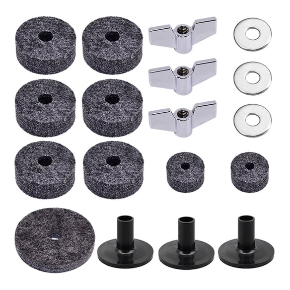 18Pcs Felts Stand Felt Stand Sleeves with Base Wing & Washer for Drum