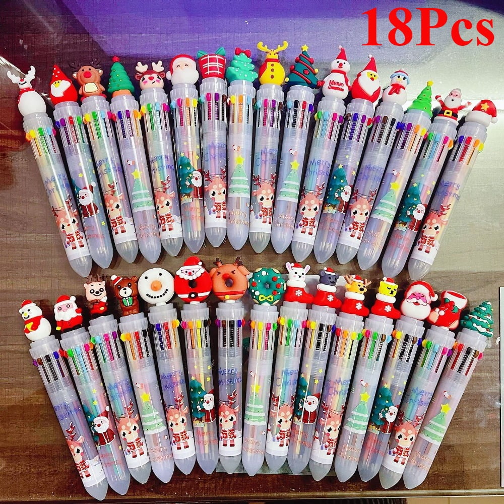 18Pcs Festive Cartoon Pen Set: Random Styles with Colored Ink, Perfect for Students, Teachers, & Gift-Giving