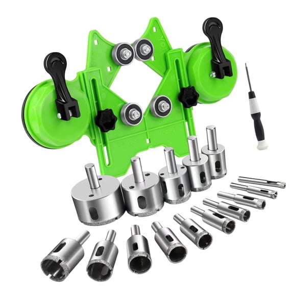 18Pcs Glass face Hole Making Set With Two Suction Cup Guide For Accurate Drilling On Smooth Marble And Ceramic Materials