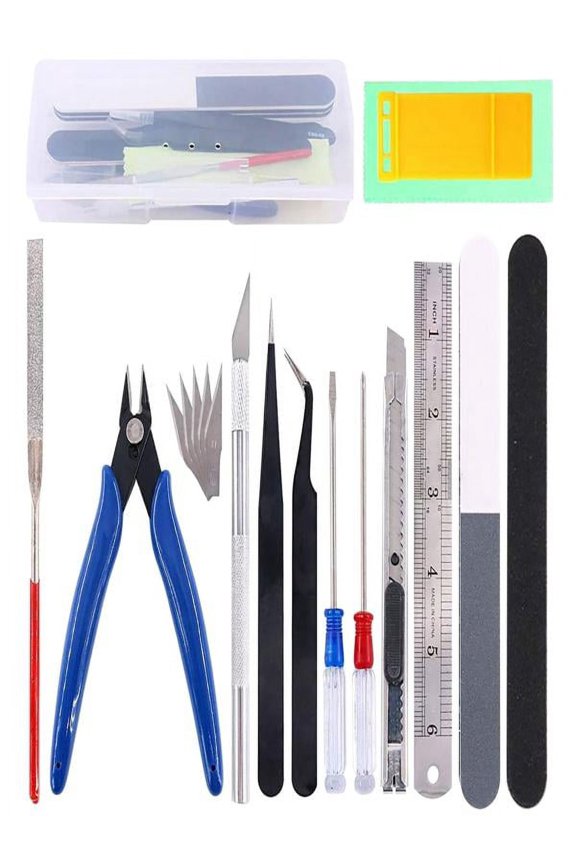 18Pcs Gundam Model Tools Kit Gunpla Tool Kits Modelers Basic Tools Crafts Set with Plastic Box Hobby Building Tools Kit for Gundam Car Airplane Ship